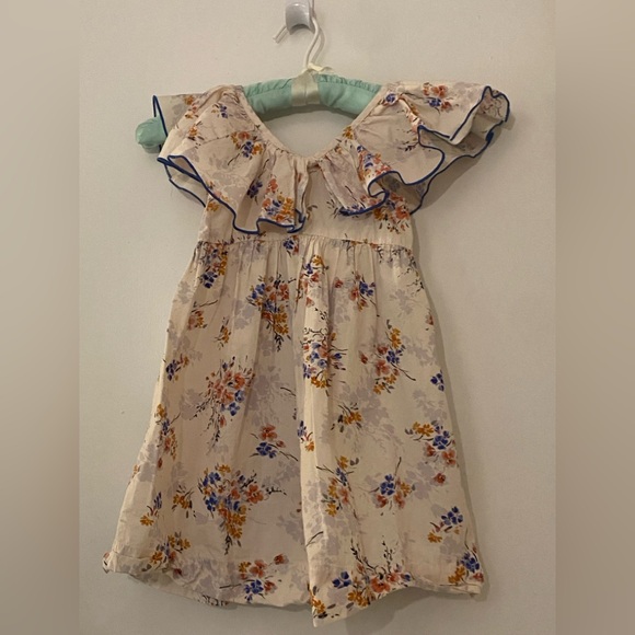 Zara Girls Beige Blue Floral Ruffle
Top Dress - Picture 2 of 4